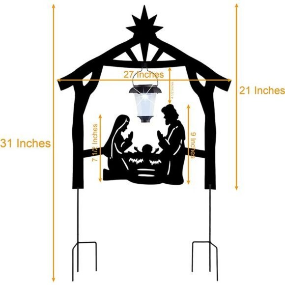 Holy Family Nativity Shadow Garden Stakes with Solar Lantern Nativity Scene - Picture 5 of 5